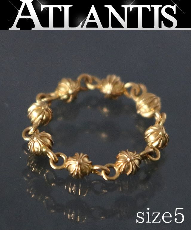 CHROME HEARTS 銀座店 クロムハーツ 22K ビーズリング 指輪 メンズ ゴールド 約5号 98756