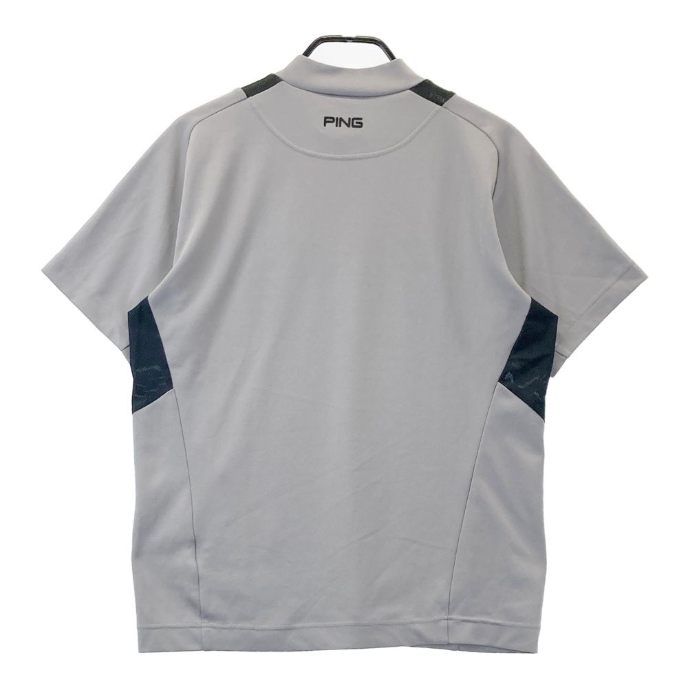 サイズ：L PING ピン ハイネック 半袖Tシャツ グレー系