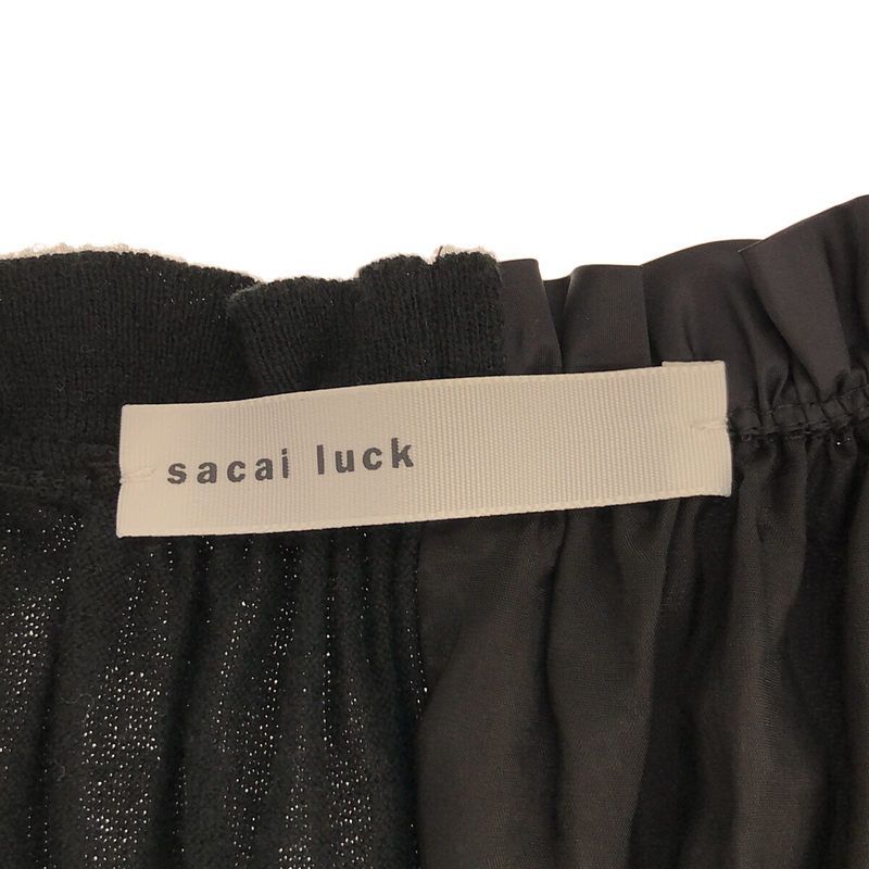 sacai luck / サカイラック | 異素材切替 ギャザーネックワンピース | 2 | ブラック | レディース - メルカリ