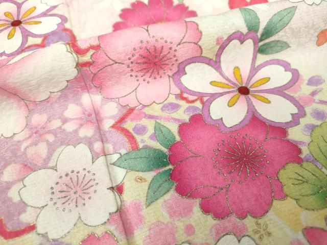 平和屋着物○豪華振袖 刺繍 舞桜 舞花文 暈し染め 金彩 銀通し地 正絹