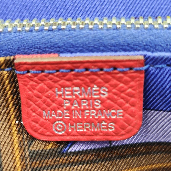 HERMES エルメス アザップシルクイン コンパクト エプソン 財布 レディース ラウンドファスナー ルージュ/パープル ヴォーエプソン 中古 T1