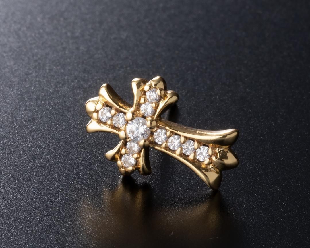 純銀 両耳 2点 シルバー925 CH タイニー クロスピアス 刻印あり 新品 多角形ピアス 小ぶりピアス シルバー925 スタッドピアス 両耳用