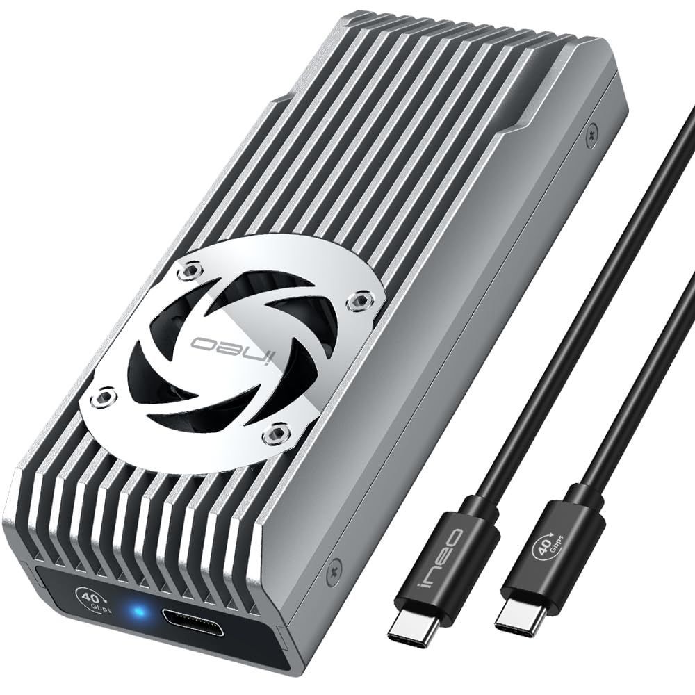 放熱用のアルミ合金フィンと静音ファン内蔵 SSD 書き込み保護機能 NVMe Silver PCIe M.2 40Gbps ineo