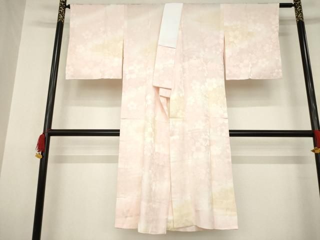 平和屋着物●長襦袢 無双仕立て 舞桜地紋 暈し染め 広衿仕立て 正絹 AABC8083ck