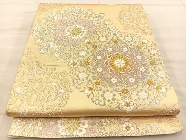 平和屋着物◎六通柄袋帯 唐織 正倉院花文 金銀糸 正絹 逸品