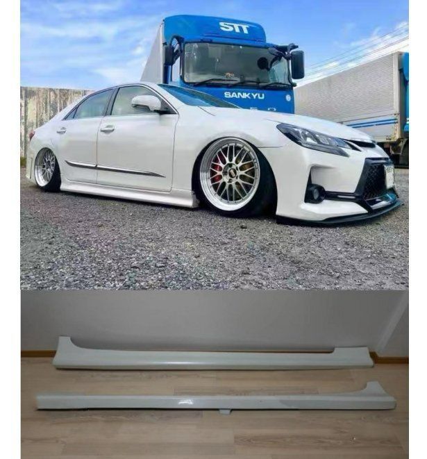 【パールホワイト】トヨタ マークX GRX系 サイドステップ サイドスカート 特売!パールホワイト塗装済 トヨタ マークX GRX系 サイド