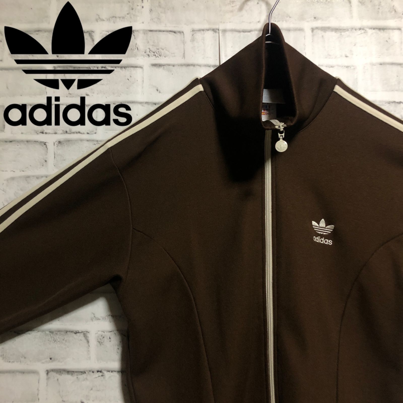 80s⭐️adidas トラックジャケット M 刺繍 vintageダークブラウン