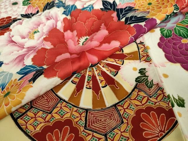 平和屋着物●豪華振袖　作家物　花車文　暈し染め　金彩　正絹　逸品　DAAW5641ud 平和屋着物○豪華振袖 作家物 花車文 暈し染め 金彩 正絹 逸品