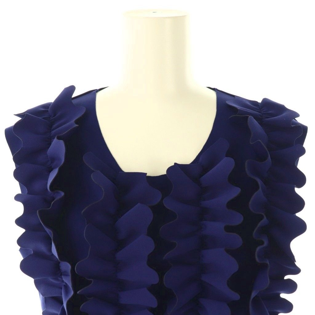 DRIES VAN NOTEN ノースリーブカットソー ネイビー size:S ドリスヴァンノッテン DRIES VAN NOTEN フリル ノースリーブ