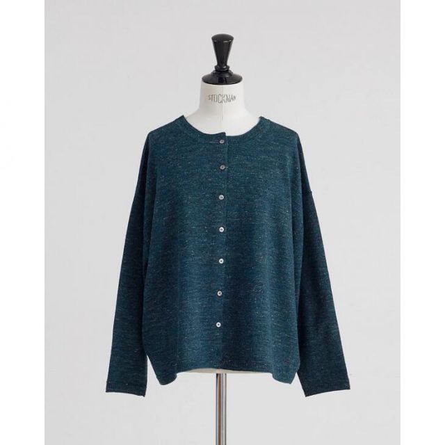 ヘブンリー 017 COTTON LINEN WOOL MIX KNIT 2 WAY CARDIGAN green コットン リネン ウール ミックス ニット