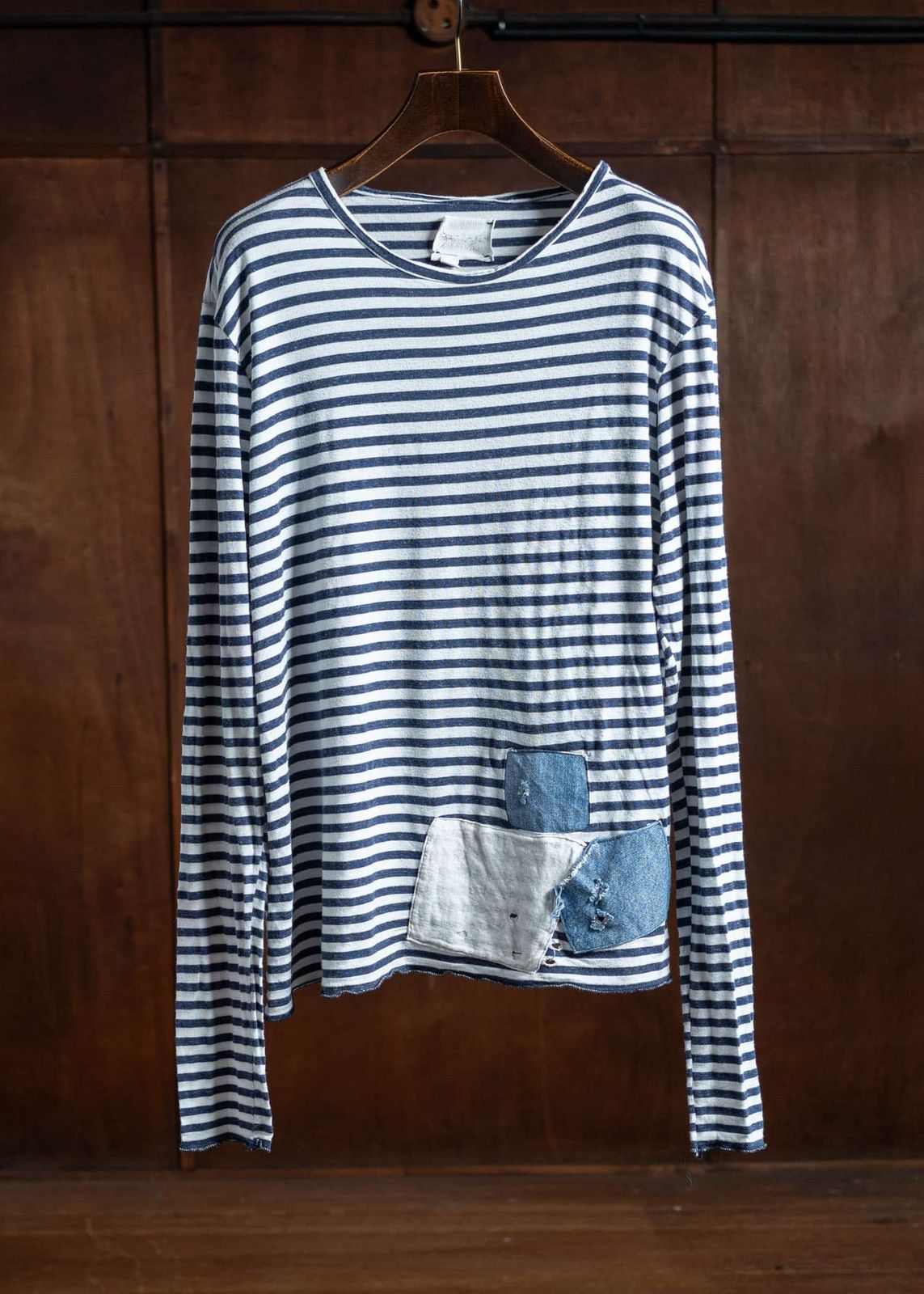 GREG LAUREN グレッグローレン ダメージボダーコットンカットソー 長袖