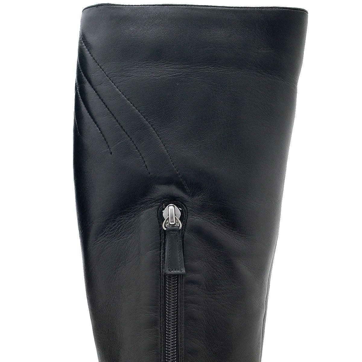 シャネル CHANEL ブーツ ポインテッドトゥ サイドジップ ロングブーツ ブラック レザー ココマーク ロックモチーフ G24085 37 1|2C 約24cm〜24.5cm シルバー金具 黒 レディース 靴 KIN-KAAI_COM