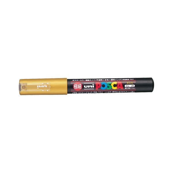 （まとめ） 三菱鉛筆 ユニ ポスカ 極細（0.7mm） PC-1M.25 金 1