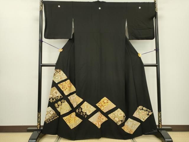 平和屋着物▽豪華黒留袖 駒刺繍 菱花文 金彩 正絹 逸品 DAAW3261fe