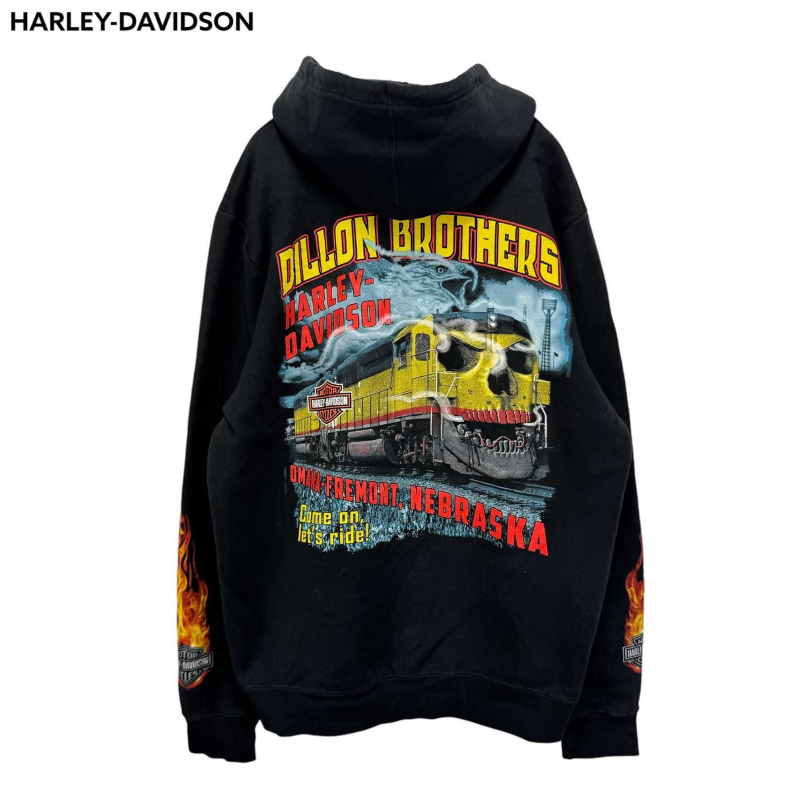 HARLEY-DAVIDSON Logo Print Zip-up Hoodie メキシコ製 ハーレー 