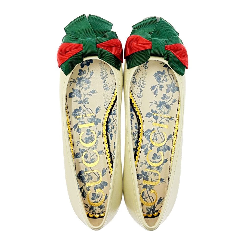 GUCCI グッチ 512464 レザー ウェブリボン フラットパンプス