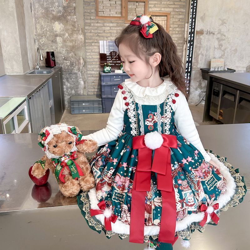 クリスマス キッズ 3点セット 衣装 ワンピース ロリータ かわいい コスチューム コスプレ衣装 子供用 仮装パーティー 仮装 90cm-140cm