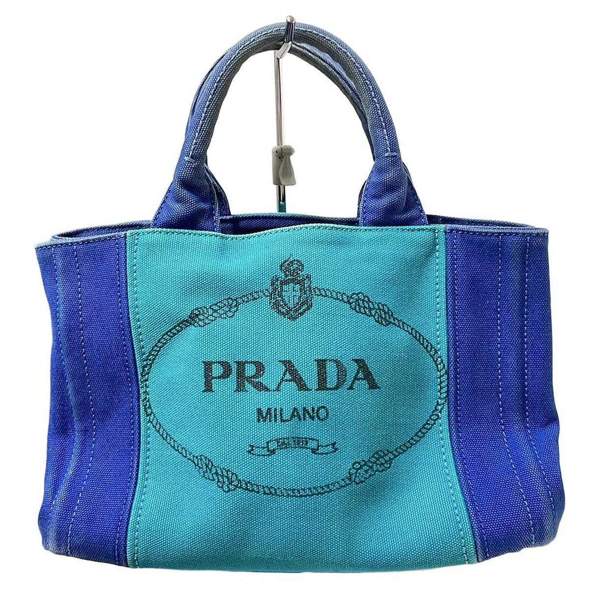 PRADA プラダ トートバッグ CANAPA BN2439 ブルー×グリーン×黒