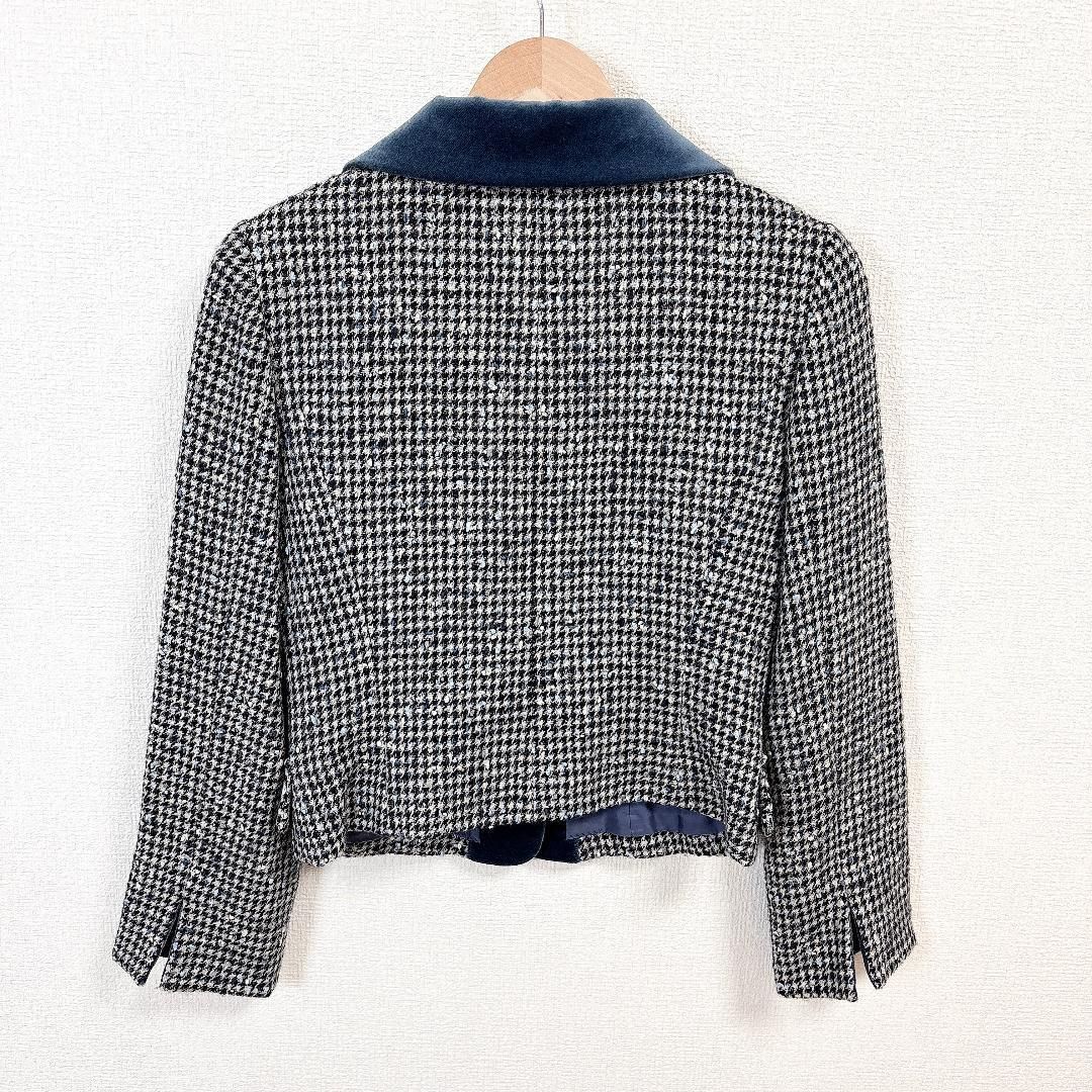 M sGRACY スカートセットアップ ベロア襟 38 白黒水色 千鳥格子 WWW_MORNINGWALKER_COM