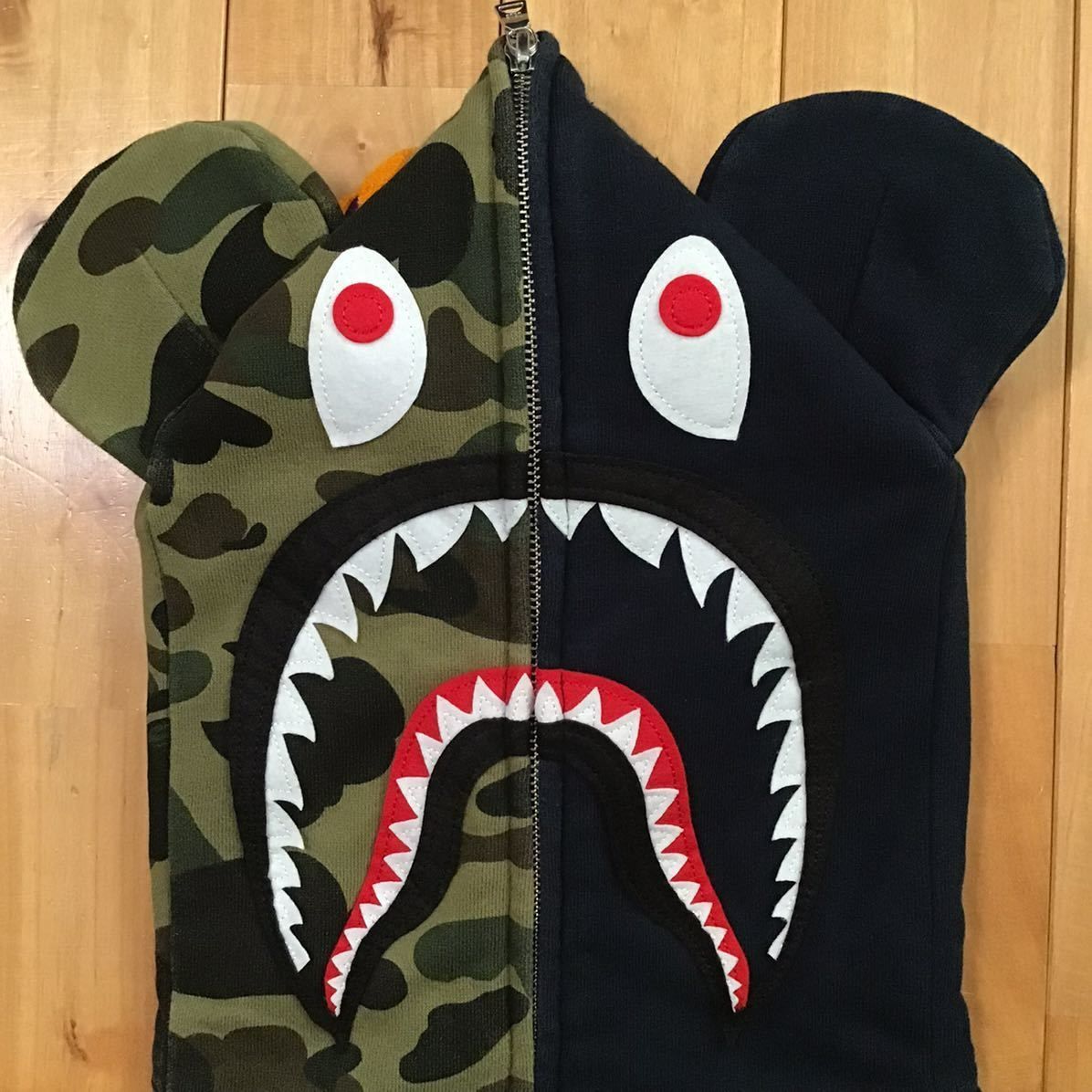 BE@R shark full zip hoodie Mサイズ ネイビー a bathing ape BAPE 