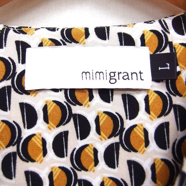 【美品】ミミグラント　シャツワンピースＬ ミミグラント mimigrant 総柄 ロング ワンピース 7分袖