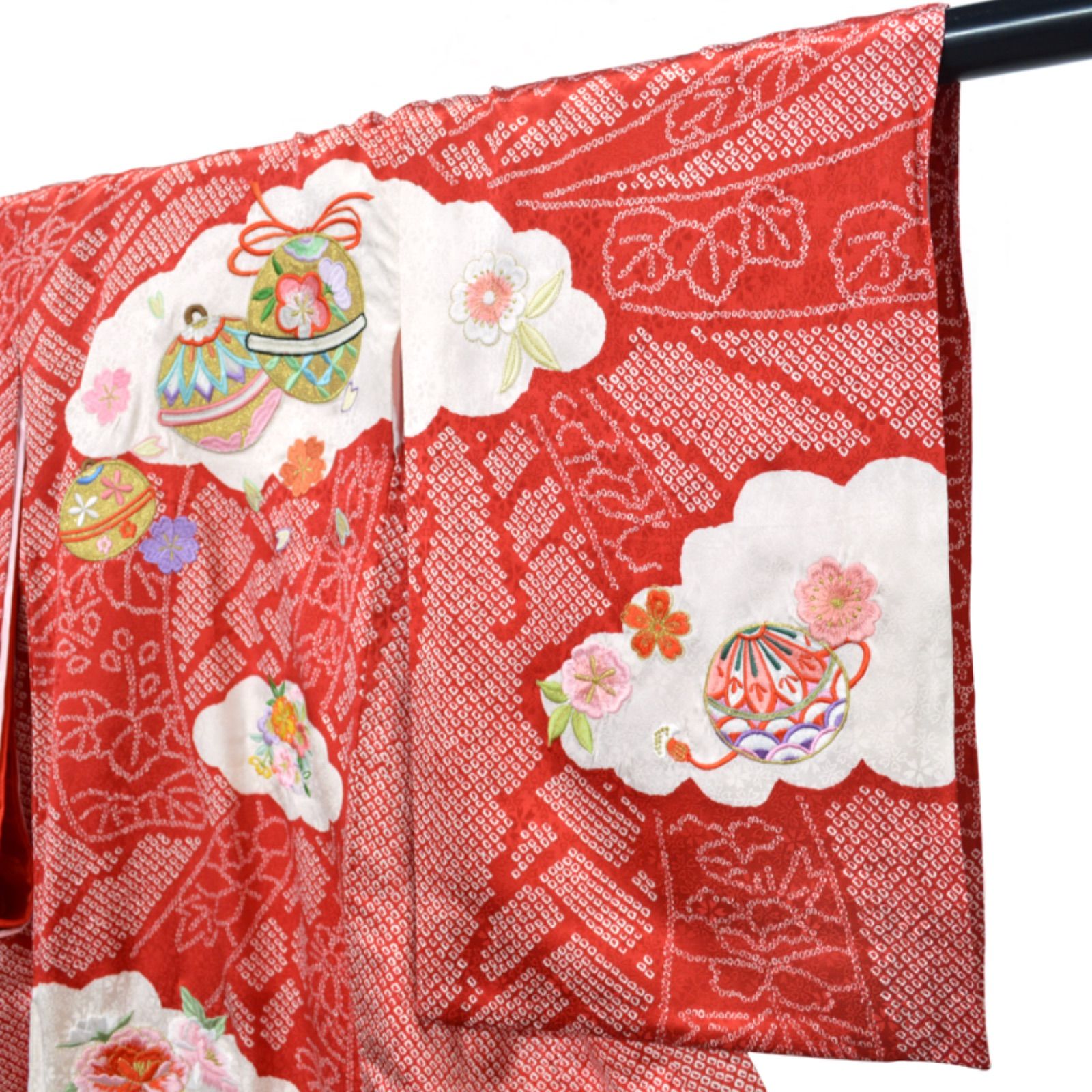 女の子 お宮参り 熨斗目 正絹 仕立て上がり 長襦袢付き 鞠 桜 刺繍 子ども 新生児 お祝い着 ベビードレス 着物 のしめ 絞り WWW_SUPERTOOLSSHOP_NL