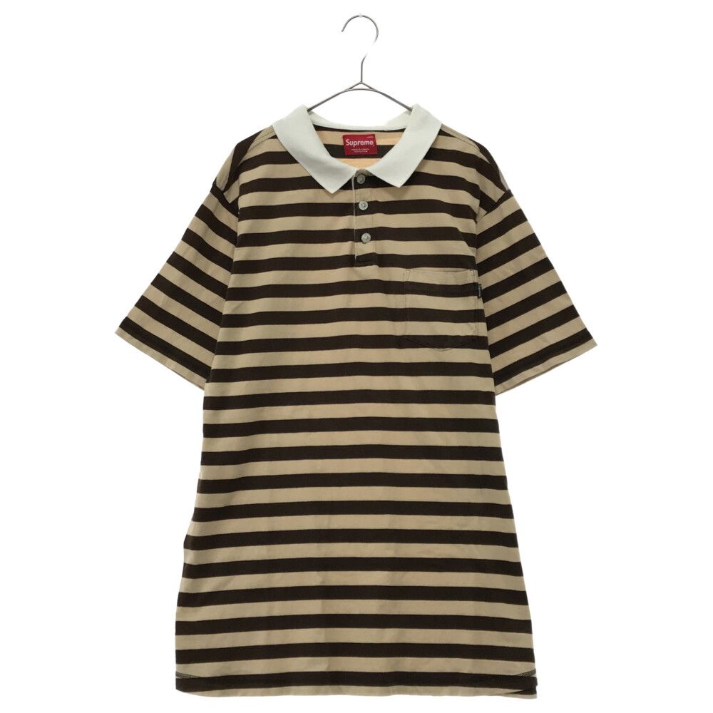 Supreme ポロシャツ ブラウン ボーダー SUPREME (シュプリーム) POLO SHIRT ボーダー ポロシャツ 半袖Tシャツ