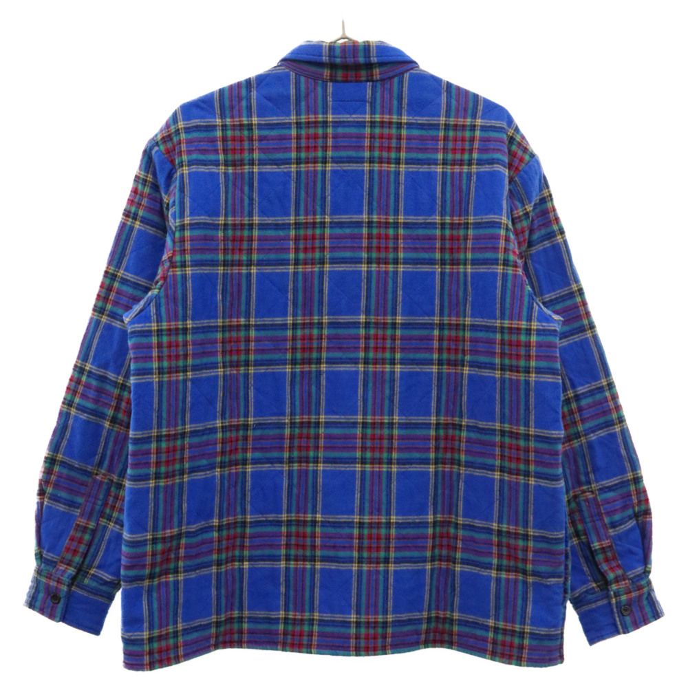 SUPREME (シュプリーム) 21AW Quilted Plaid Flannel Shirt キルティングフランネルチェックシャツ 長袖シャツ  スター刺繍 ブルー