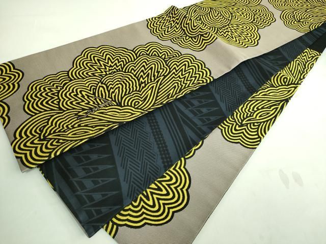 【Tadashi Shoji】華やかなカイリ菊柄キモノガウン 正統派古典/ひいな 紺/ネイビー 地紙に菊桜散らし 大人っぽい