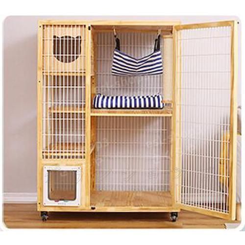 特売 品質保証 超ビッグ三段猫舎別荘 ソリッドウッド製 猫ケージ 上下運動でストレス解消キャットケージ3段