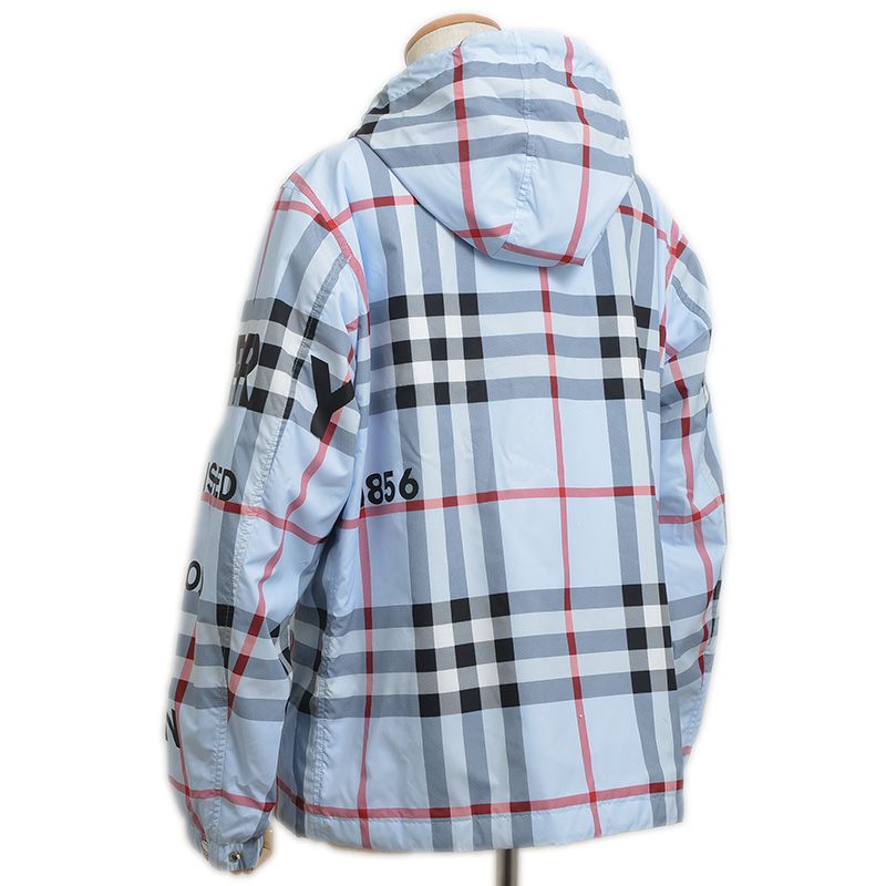 バーバリー マウンテンパーカー ノバチェック ブルー ナイロン