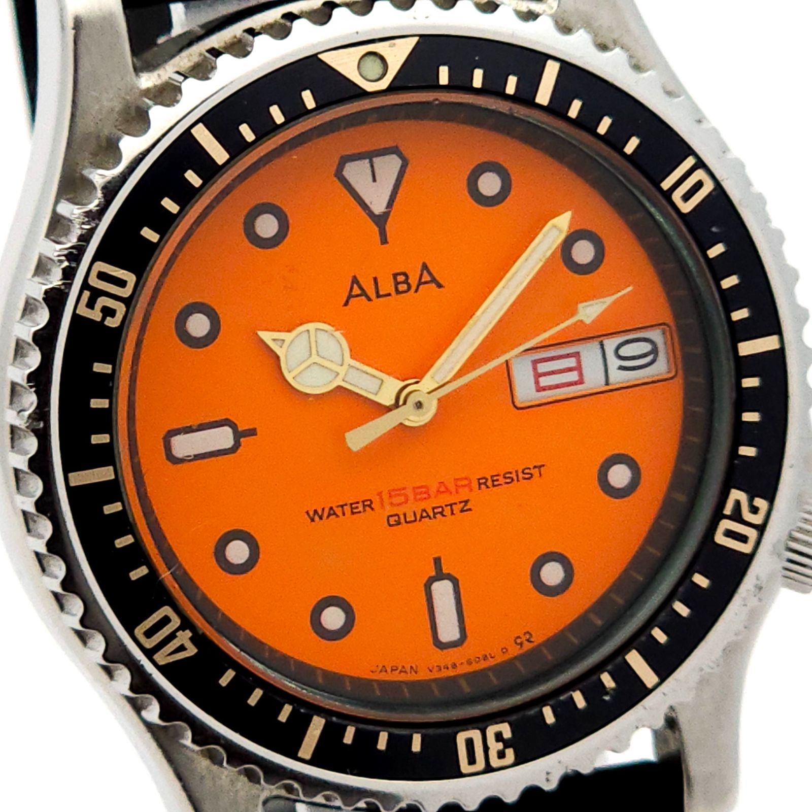 SEIKO セイコー アルバ V348-6070 ダイバー QZ 動作品 オレンジ