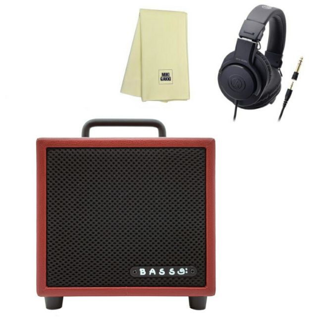 ベース アンプ MODEGEAR MINI-B レッド ATHM20X ヘッドホン クロス 小型 超軽量 低音域もしっかり再 生できる家庭用ベースアンプ