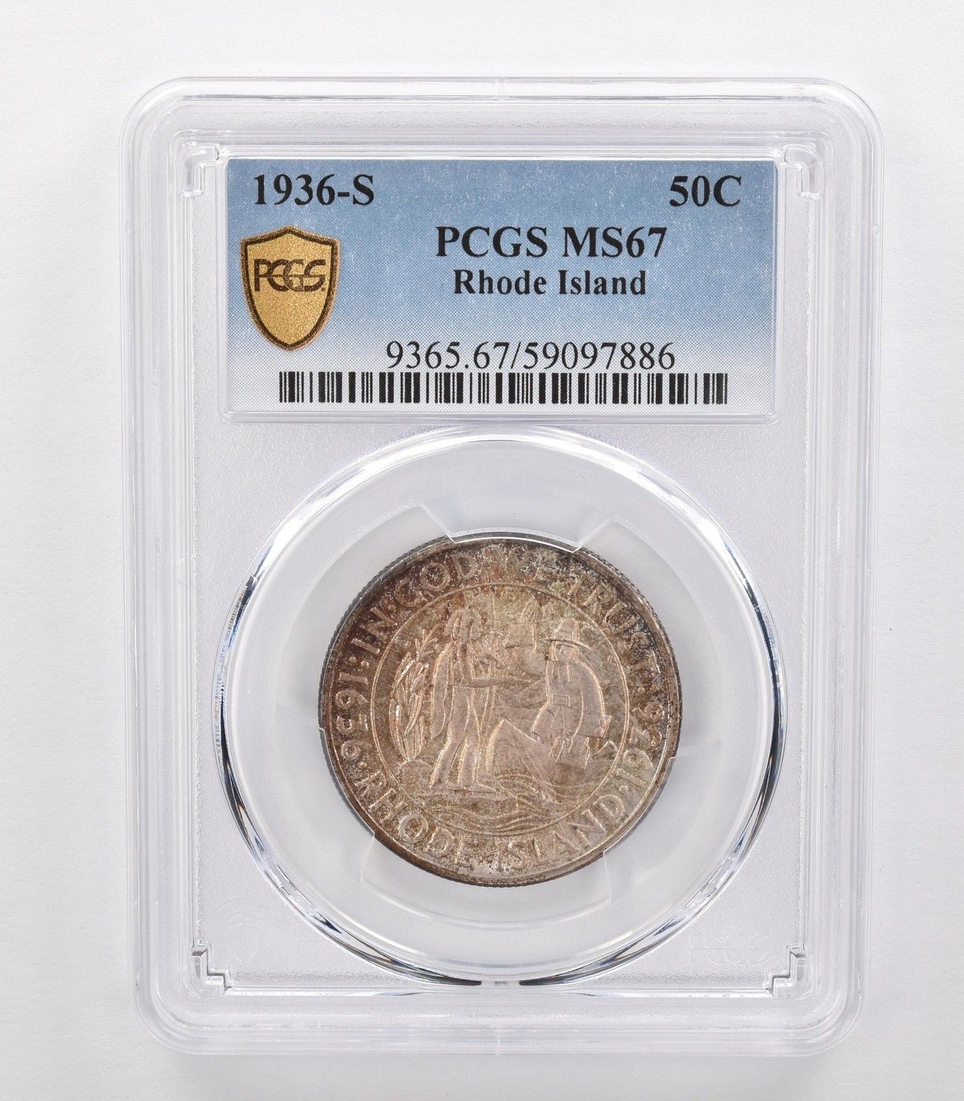 1936-S ロードアイランド記念ハーフドル MS67 PCGS T