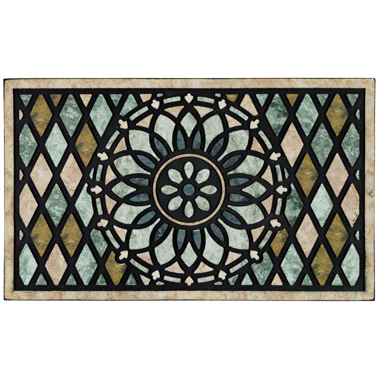 Size:43*76cm_Color:ブルー紋章 CHICHIC 玄関マット 屋外 泥落とし おしゃれ マット 約43×76cm BLUEEMBLEM