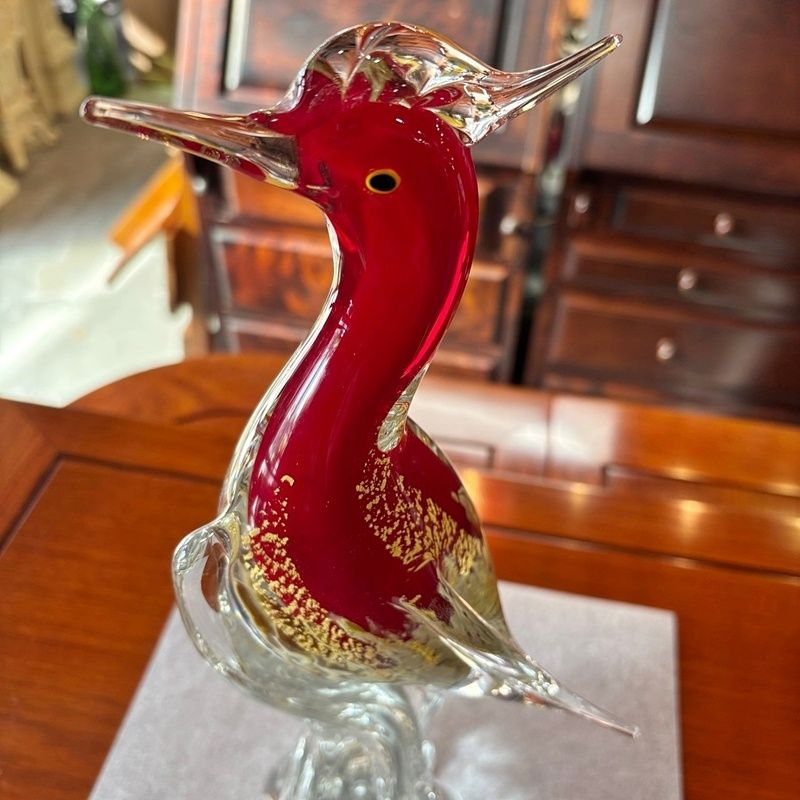 ❤ マルティガラスMulti Glass 鳳凰ペア☆ヴンテージガラス 置物 昭和レトロ Multi Glass マルティグラス ヴィンテージ 置物 鳳凰