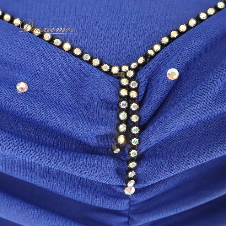 シンプルでエレガントなワンピース　社交ダンス　ブルー　Mサイズ 社交ダンス 衣装 スタンダードドレス スタンダード ドレス ワンピース