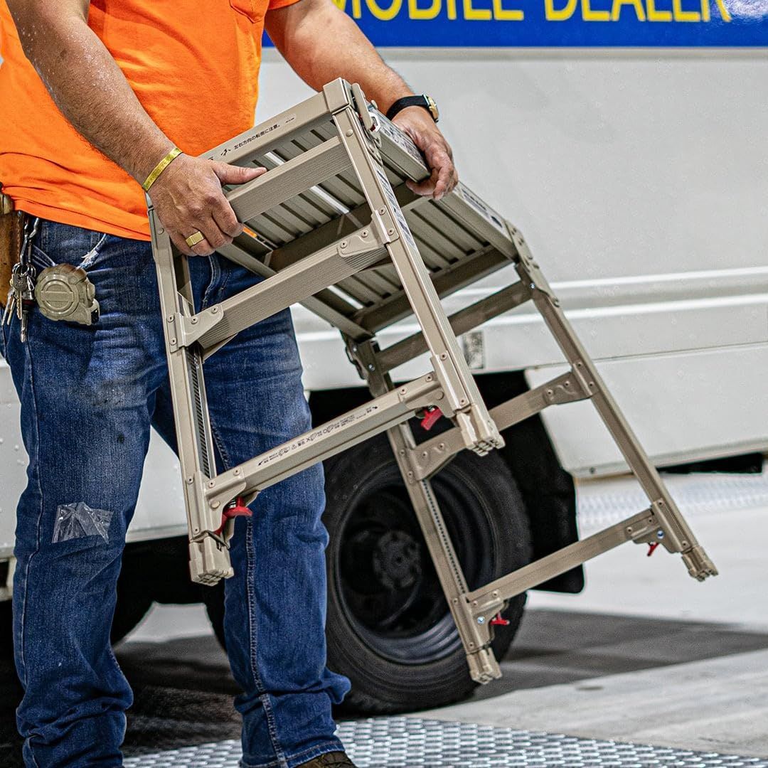 新着商品 サンドベージュ 脚部伸縮足場台 三段 長谷川工業 DRS-0780c キャンプ ×Hasegawa アウトドア ステップ WHATNOT ワットノット 脚立