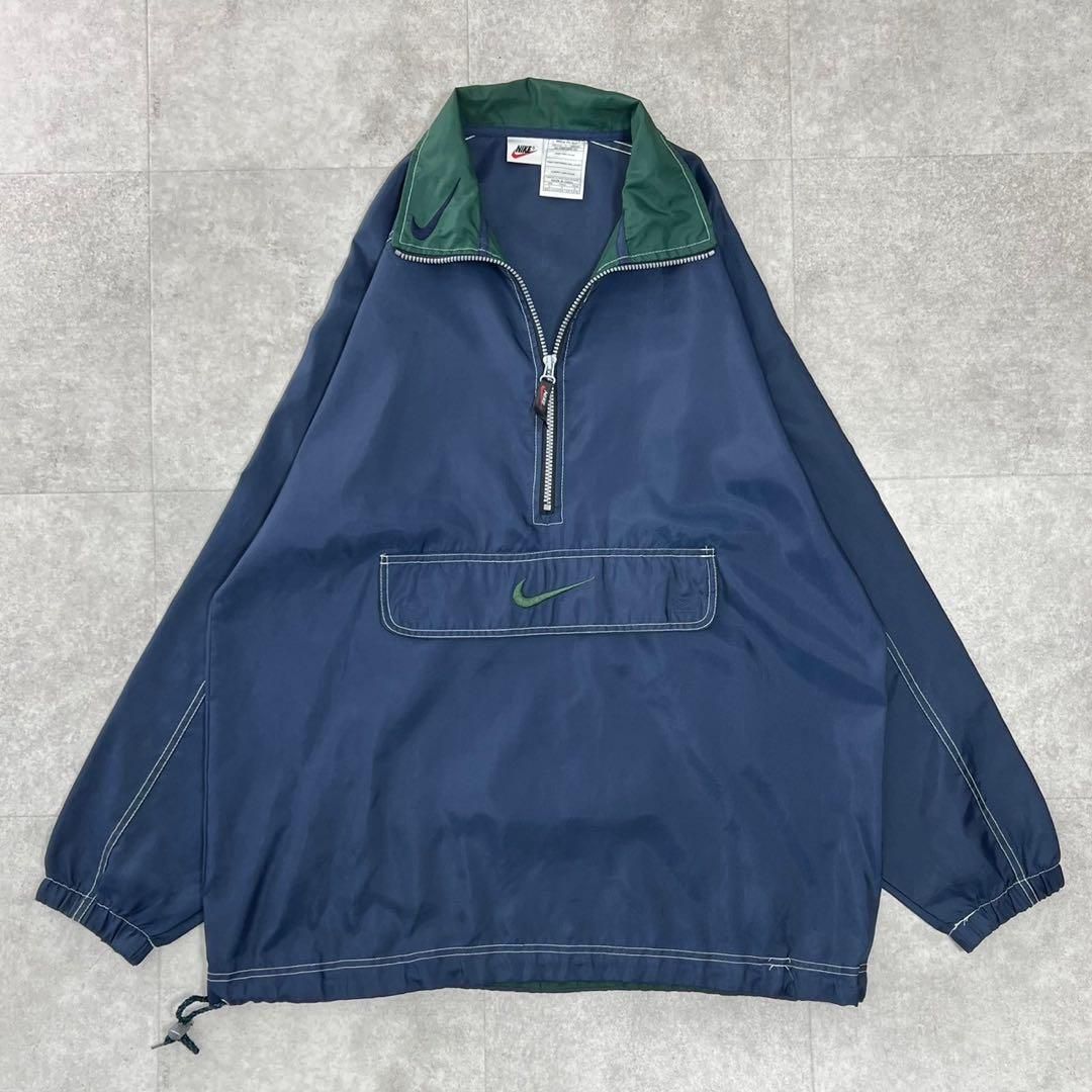 NIKE ナイキ　90s ナイロンジャケット　アノラック　カブリ　ネイビー　L