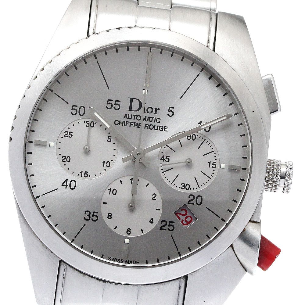 Christian Dior 金属ベルト 時計　黒盤　シルバー　腕時計 ディオール / Dior クリスタル クロノグラフ CD114313M002