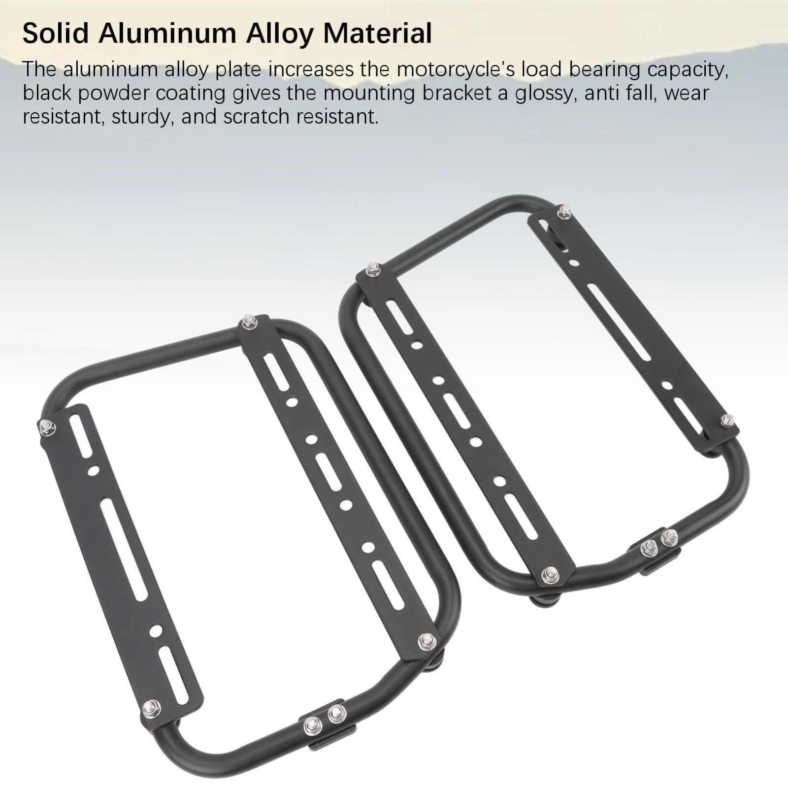 サイドサドルバッグサポートバーラック オートバイサイドサポートラック アルミニウム合金 黒色粉体塗装 耐摩耗性 頑丈 耐傷性