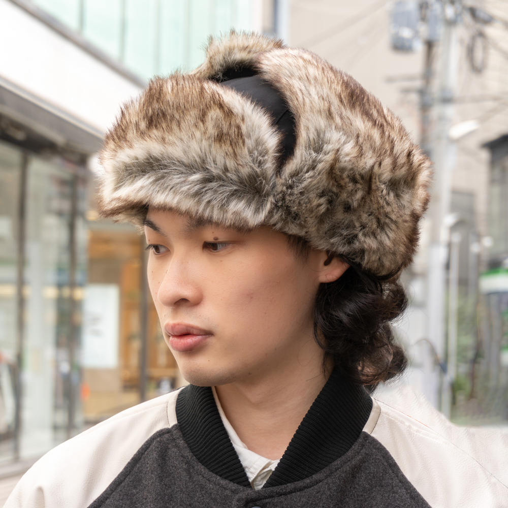 ラビットファー フライトキャップ】毛皮帽子 スノーハイク 登山 雪山