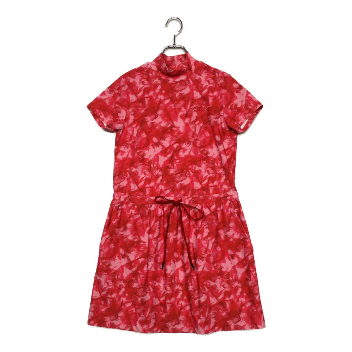 レディース ジーフォア G FORE ワンピース 36 S 赤 半袖モックネック インナーパンツ付き