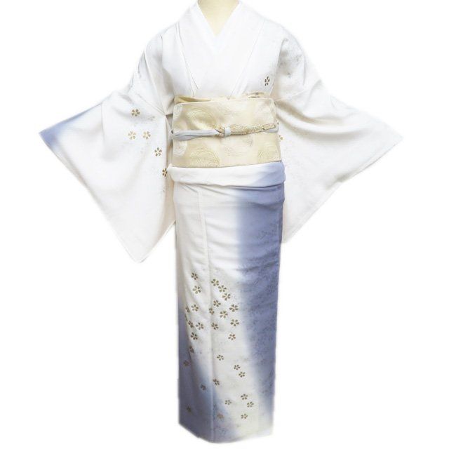 特選 訪問着 着物 中古 正絹 袷 フォーマル 紋付き 桜模様 オフ