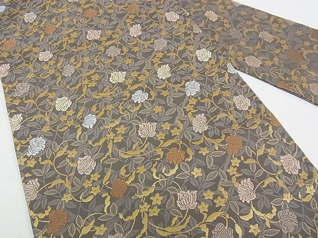 名古屋帯 信州蚕花織り 信州高澤織物 消炭黒色 O-3679