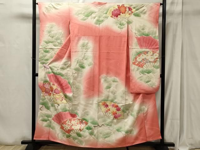 平和屋着物□豪華振袖 駒刺繍 絞り 扇面菊文 暈し染め 銀彩 正絹