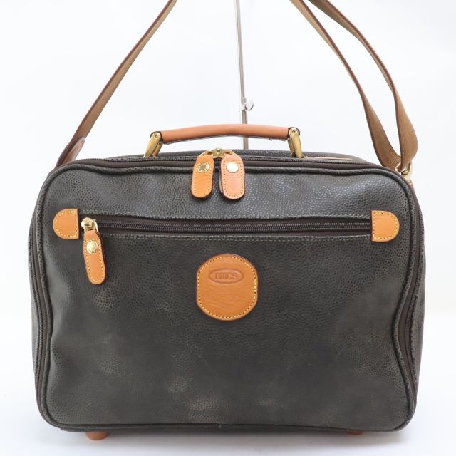  2506-12 ブリックス ショルダーバッグ BRIC’S Life Beauty case PVC×レザー製 深緑系 ラウンドジップ ショルダーバッグ