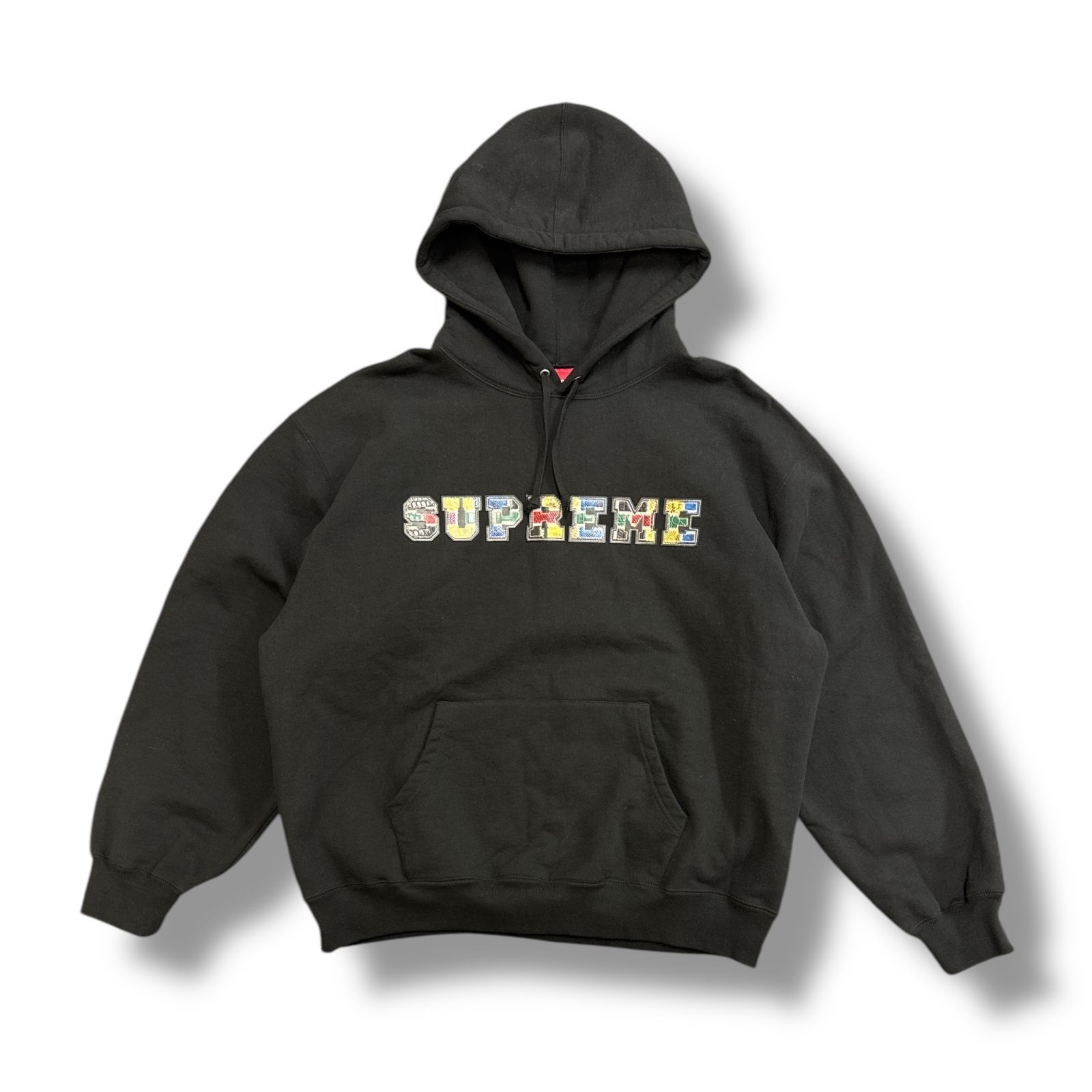 supreme パーカー フーディ 23FW レザーパッチワーク Supreme 23AW COLLEGIATE PATCHWORK LEATHER HOODED SWEATSHIRT