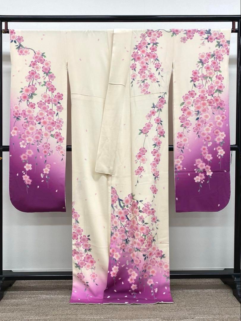 振袖 豪華 金駒 ちりめん 桜 身丈164cm パールトーン加工済 MO3137 