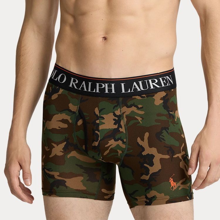 ポロラルフローレン 4 D COOLING ボクサーブリーフ 3 PK サープラスカモ ポロブラック ダスクオレンジ